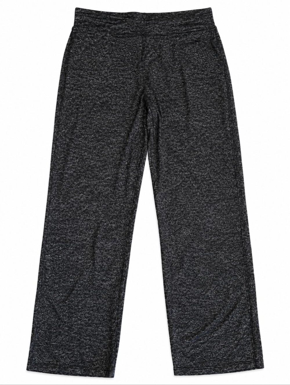 Cuddl Duds Women's SoftKnit Lounge Pants Black Marled Straight Leg Pockets